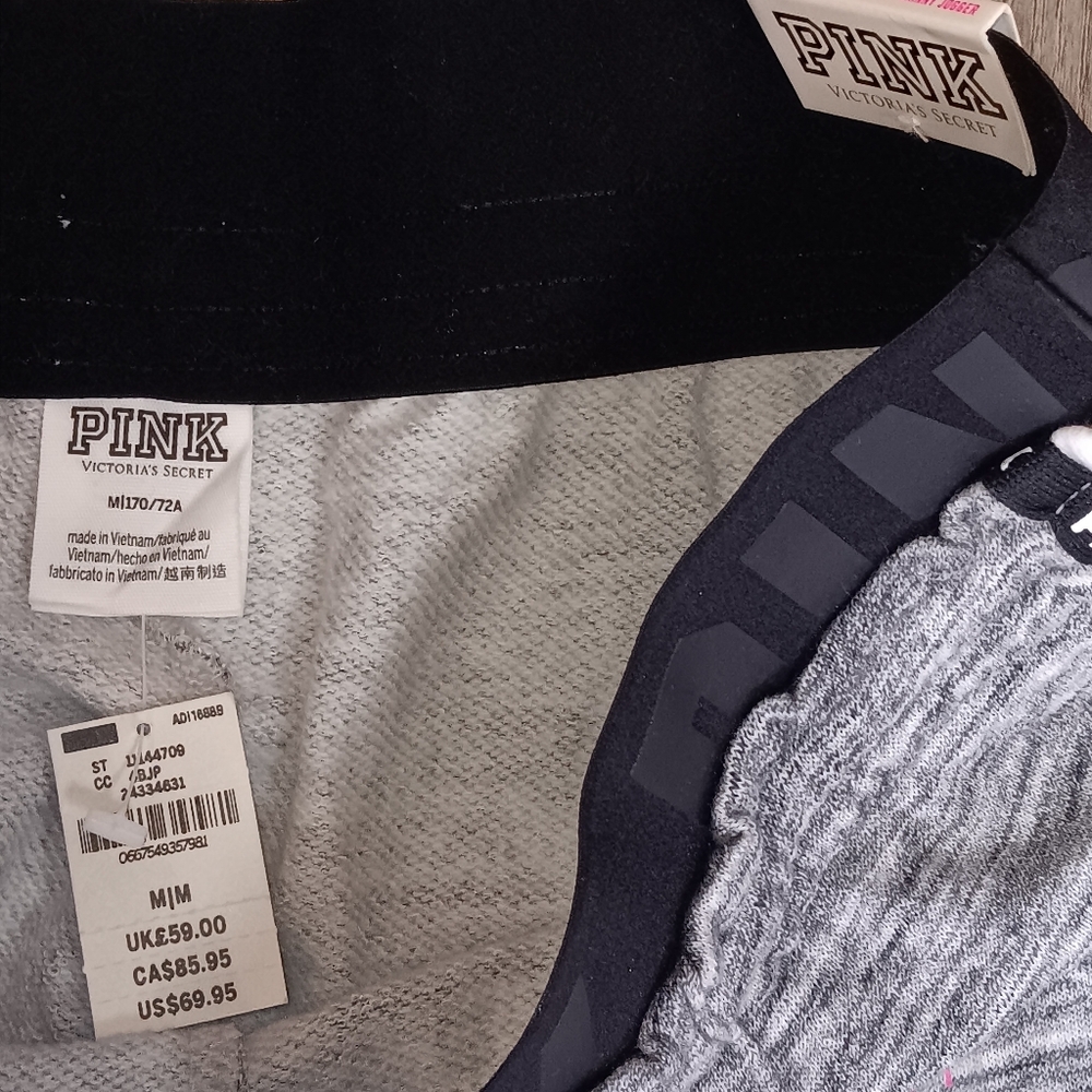 NWT PINK Victoria's Secret RARE Marbled Gray Jogger Sweatpants Iridescent Bling - Picture 8 of 8